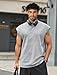 COOFANDY Mens Sleeveless Shirts Casual Stylish Relax Tank Tops Muscle Workout Tee Shirt for Streetwear Light Grey XX-Large