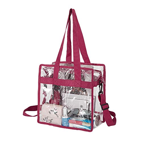 Preisvergleich Produktbild Atuka Transparent Tragetasche, durchsichtiger Kulturbeutel, Reisegepäck Beutel, Make-up Kosmetiktasche, Wasserfest Waschbeutel, entspricht der NFL Stadion-Norm 12x12x6 (Rose Rot)