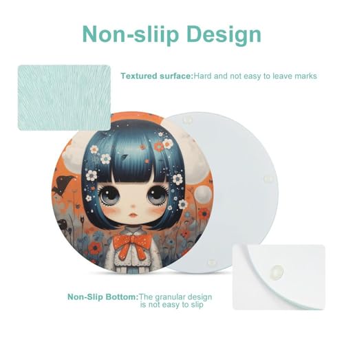 Tapis à découper rond en verre lavable pour planche à charcuterie anime