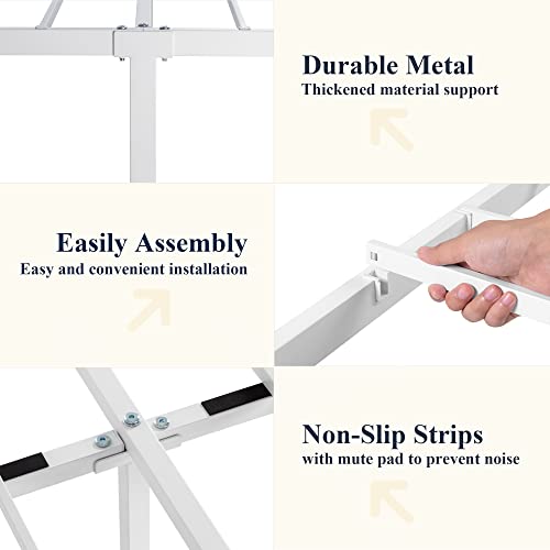 Allewie Queen Size Metal Platform Bed Frame With Victorian Style Wrought Iron-Art Headboard/Footboard, No Box Spring Required，White #TOP5