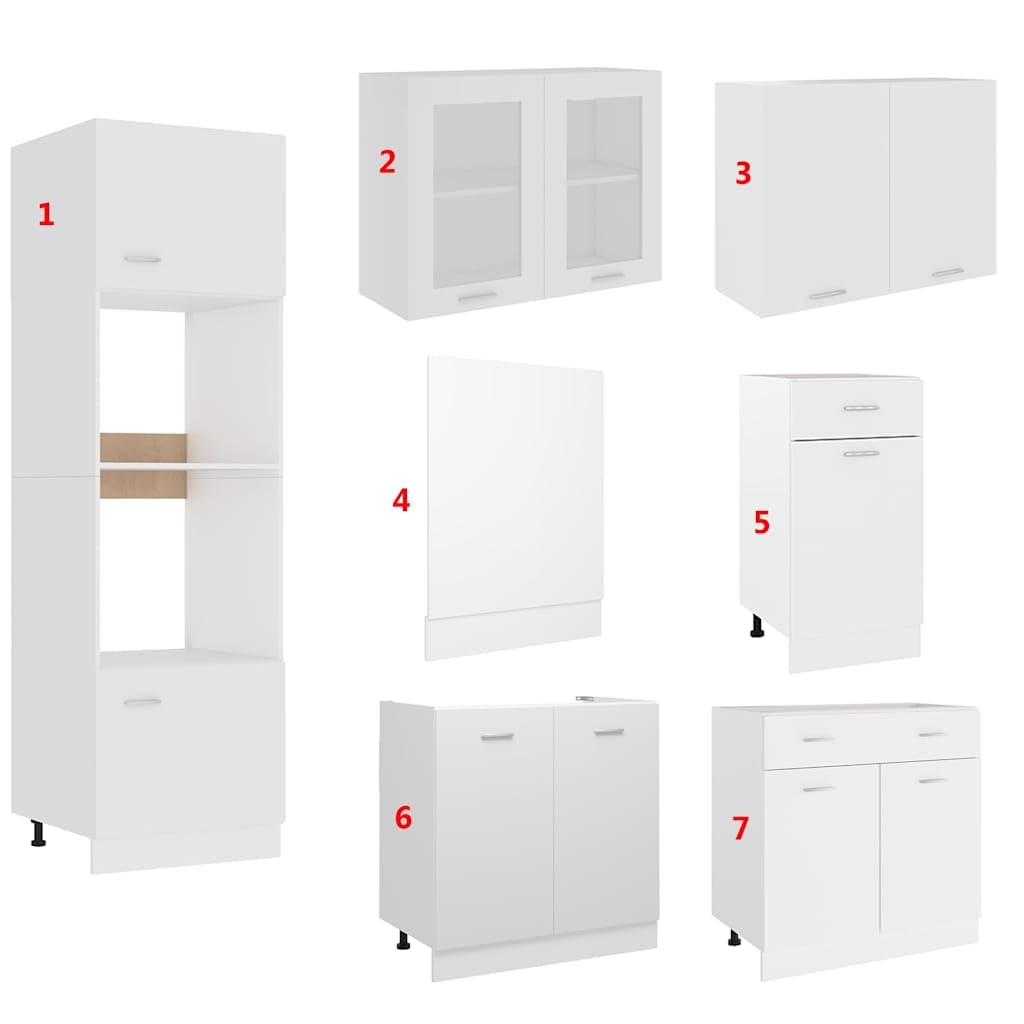 vidaXL Conjunto de armarios de Cocina de 7 Piezas Lyon de Madera de ingeniería Blanca