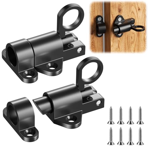 2 Stück Automatische Türriegel, Federriegel Schlossriegel, Riegelschloss Gartentor Riegel Schubriegel mit Schrauben, Schiebeschloss für Fenster, Schranktüren, Gartentore, Tierkäfige usw