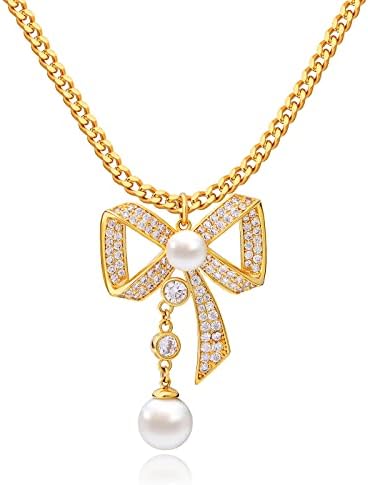 Mishopy Collana Donna Oro 18K con Ciondolo Lunga Catena Regalo di Gioielli per Mamma Ragazza