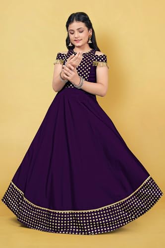 Image of Fashion Dream Girls Silk Blend Floral Printed Dress|Fancy Western Party Gown|Kids Ethnic Dress