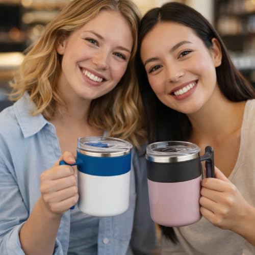 Image of Coffee Mug with Lid Insulated Stainless Steel for Tea Milk Mug Inner Stylist Double Wall Cup for Home & Office Use, Mugs to Gift to Best Friend, Tea Mug-350ml (Assorted Colour)