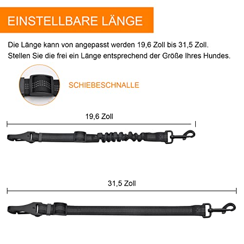 Hunde Sicherheitsgurt, 2 Stück Verstellbar Sicherheitsgurt Hunde für Auto, 3-in-1 Reflektierend Bungee Hundegurt fürs Auto mit Haken Anschnallgurt Hund Auto für Alle Hunderassen & Autotypen (Schwarz)