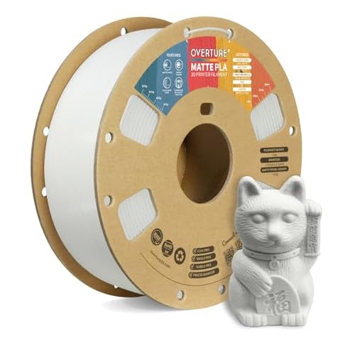 OVERTURE Filament PLA Matte 1.75mm Blanc, 1kg(2,2lbs) Neatly Wound Surface Mate Filaments pour Imprimante 3D FDM, PrÃ©cision dimensionnelle +/- 0,02 mm (Blanc)