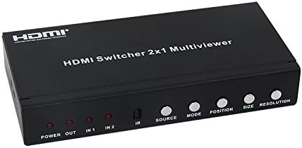 Eazy2hD HDMI 2x1 Multi-Viewer Seamless Switch with PIP (2 Input 1 Output) 4 Picture Mode 1080P HDMI 1.3a HDCP 1.2 with RS232 &IR Control Support HD0018