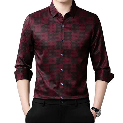 Chemise à manches longues homme printemps plaid col revers casual