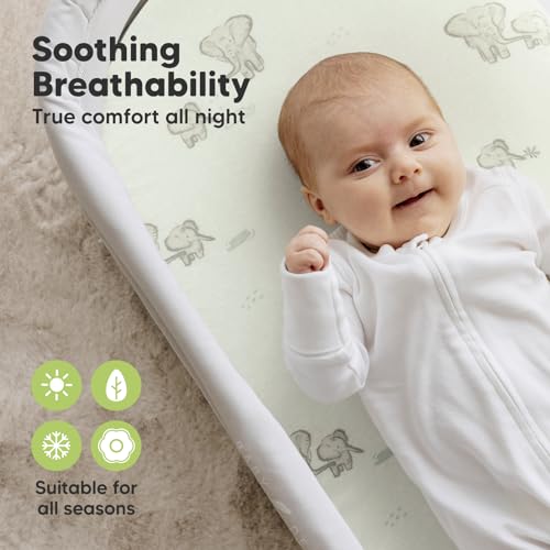 2-pack organic bassinet sheets for girls boys - 100 cotton bassinet mattress sheets compatible with halo bassinest swivel sleeper graco baby delight chicco unisex fitted bassinet sheets elly