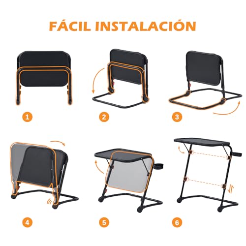 Miniatura 4 de Meuble Cosy Escritorio Plegable Mesa Auxiliar Con Altura Ajustable Sin Montaje Para Ordenador Sofá Ahorro De Espacio Bandeja Cama Mesita Soportes De Regazo En Forma De Z, Negro