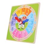 PartyKindom Bunte Holz Lernuhr für Zeiterkennung Pädagogisches Lernspielzeug mit Zahlenmodell...