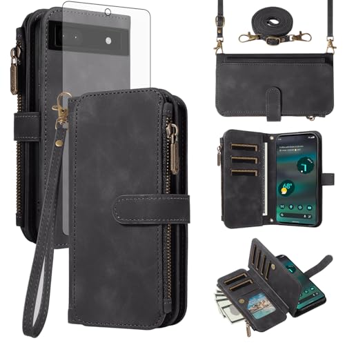Étui Pixel 7a en cuir PU noir de qualité supérieure avec clapet magnétique chic