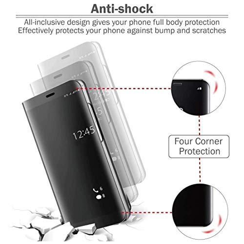 Image of Clear View Smart Stand Mirror Flip Case Cover for OnePlus Nord - Black