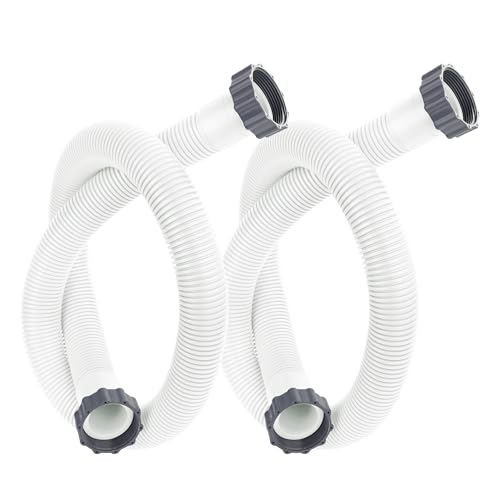 2 Pack Pool Hoses for Above Ground Pools 1.5 x 59 Pool Pump Hose Filter Pumps Replacement Hose Accessories Fits for Intex Filters Pump Above Ground Pools Sand Filter White