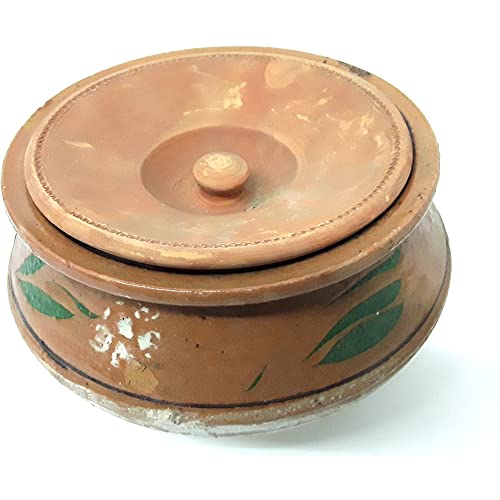 Clay Cooking Handi Pot Mitti Ki Handi Biryani Chicken Serving Pot Open Fire Gas Top with Lid (X-Small)
