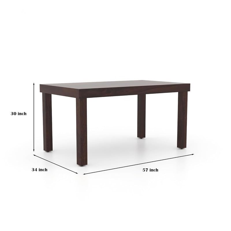 Image of Furniture Solid Sheesham Wood 6 Seater Dining Table Set with 4 Cushioned Chairs and Bench | Wooden Six Seater Dinner Table Set for Living Room, Kitchen, Dining Area and Home (Walnut Finish)