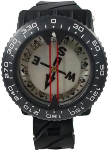 Scuba Choice Deluxe Diving Wrist Compass with Hose Mount, Glowing Dial, 80m Depth Rating, 15” Adjustable Strap, Portable for Underwater Navigation, Reliable & Durable – Black image 3