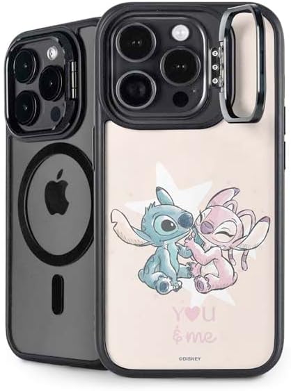 Skinit Kickstand Phone Case Compatible with iPhone 15 Pro - Officially Licensed Disney Lilo and Stitch Stitch and Angel Design