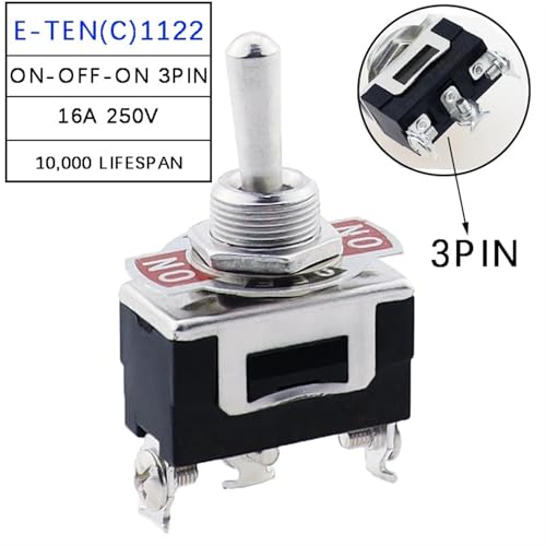 Interruptor basculante AC 250V 16A E-TEN 1122 de 3 posiciones para control eléctrico seguro 2