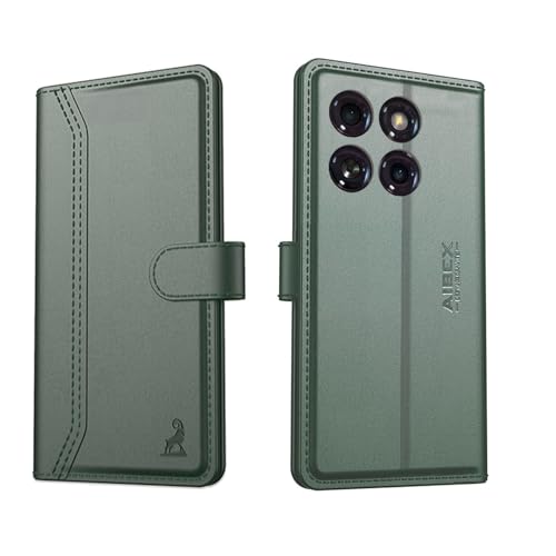 Image of AIBEX Compatible for Motorola Edge 60 Stylus 5G Flip Cover Leather Finish with Magnatic Closure | Inside TPU with Card Pockets | Wallet Stand | Complete Protection Flip Case -Green
