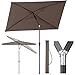 Produktbild Sekey 210 × 140 cm Sonnenschirm mit Schutzhülle, Balkonschirm Gartenschirm Terrassenschirm, Sonnenschutz UPF50+, Kippbar, Höhenverstellbar, Rechteckig- Braun