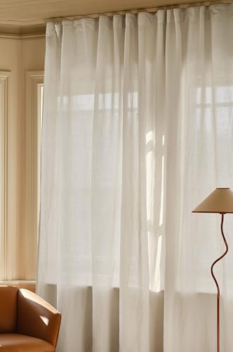 JOTEX Lina Linen-Mix Rideau Multifonction Extra Large de 270 cm – en Lin et Coton Semi-Transparent de qualité supérieure – Blanc Naturel, 270 x 300 cm