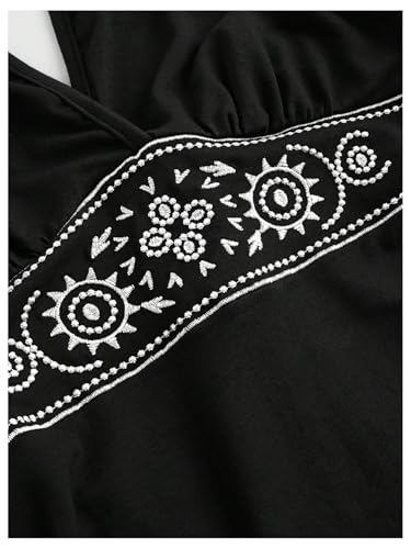 Image of Verdusa Women's Plus Size Halter Mini Dress Ruched Ruffle Y2K Hippie Dress Western Outfits Boho Dresses