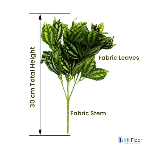 Image of Enhance Your Space with Artificial Leaf Decor Foliage for Stunning Interiors Decorative Items for Home;Office; Room; Living Room; Table; (Without Vase) (Pack of 2, Variegated-Hosta)