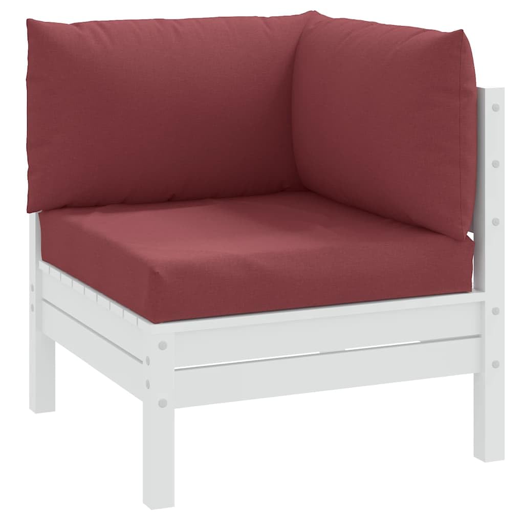 Coussin de palette assise dossier et latéral bordeaux pour canapé de jardin intérieur