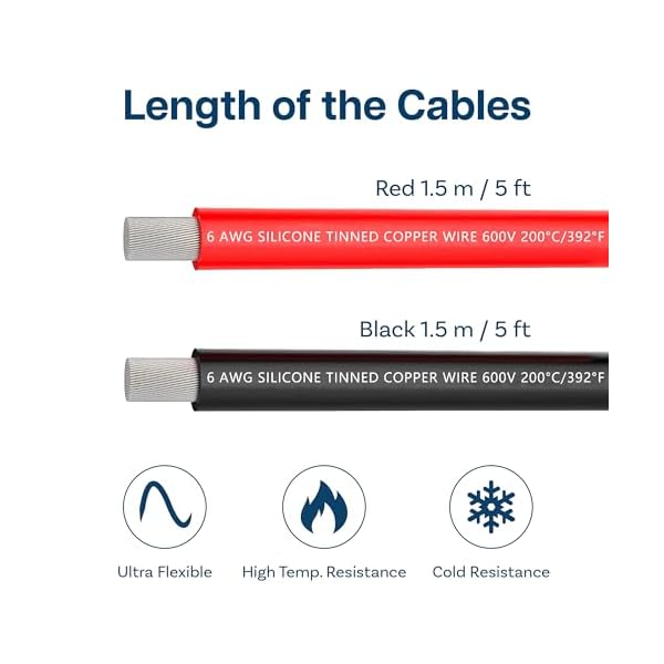 MMOBIEL Battery Electric Cable AWG 8 10mm² () Silicone Cable with 1650 Tinned Copper Core for RC Airplanes, Trucks, Cars - Parent – Bild 3