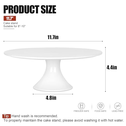 Komokeru White Cake Stand, 11.7 Inch Porcelain Cake Stand Wedding Cake Display Stand for Party, Round Cake Plate Cake Stands for Birthday, Baby Shower, Dessert Table Display
