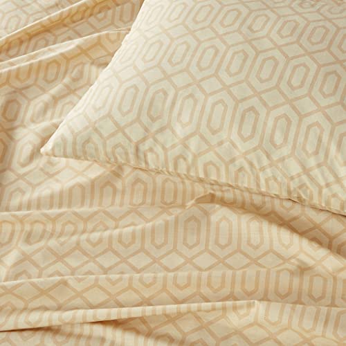 Image of Comfort Spaces 100% Cotton Percale Sheets King Sheet Set 4 Pcs, Diamond Tan