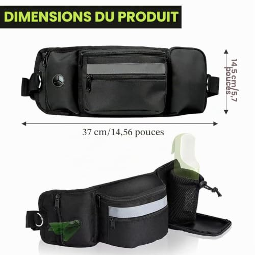 yolzhxe Sac à Friandises pour Chien, Multifonction Sac Banane Canine, Noir – vue 2