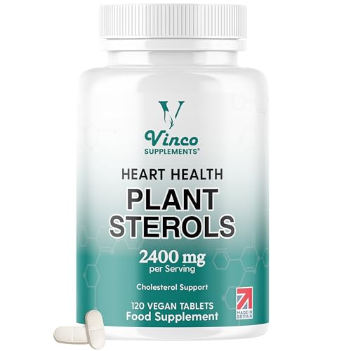 Vinco Plant Sterols High Strength 2400mg - 120 Vegan Tablets Supports Healthy Cholesterol Levels - Contains Beta-Sitosterol Vegan and Vegetarian Friendly - Made in The UK