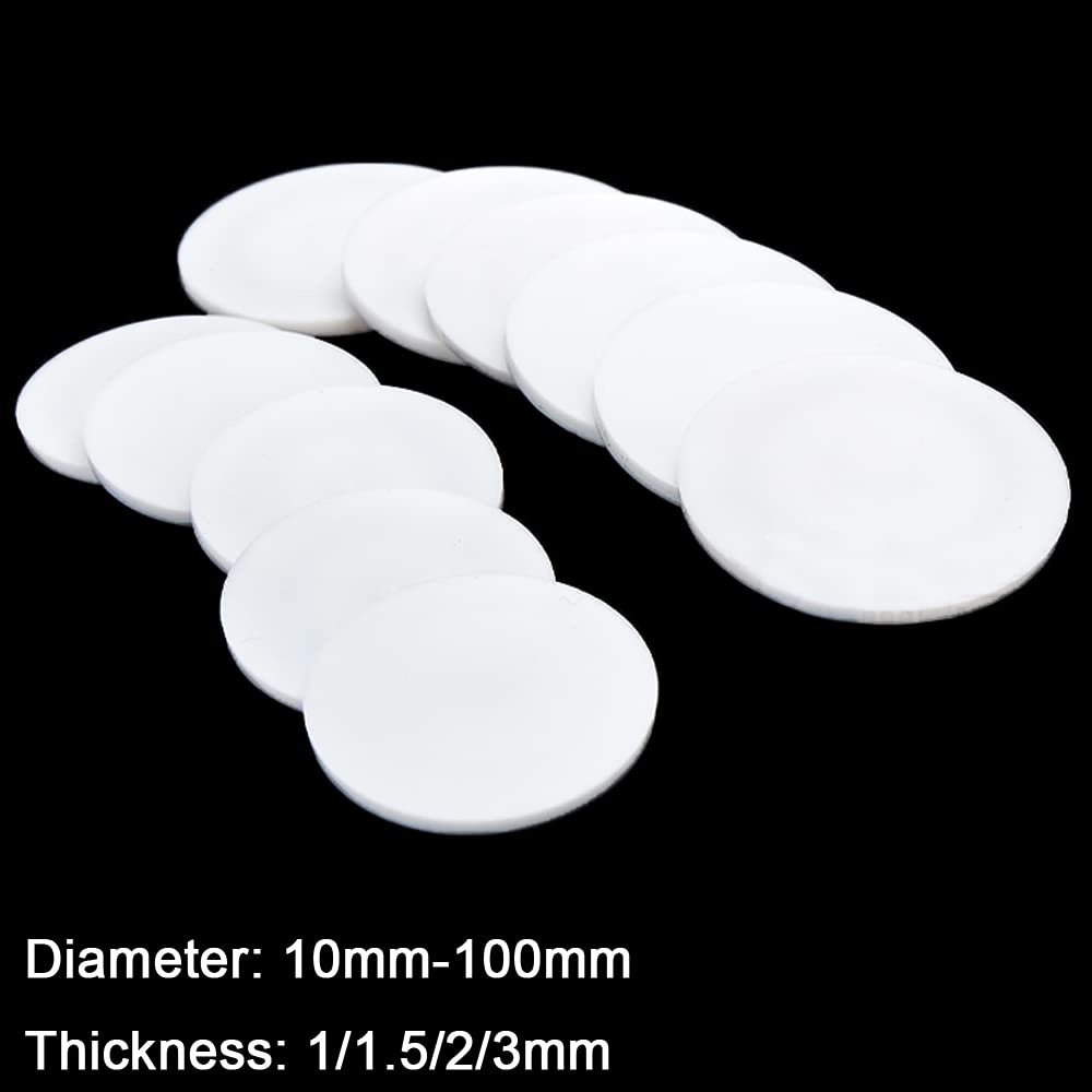 Juntas redondas de PTFE sólido de alta temperatura (10-100 mm x 1-3 mm) - 10 arandelas de sellado de PTFE blancas for aplicaciones industriales(70MM*1.5MM)