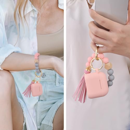 Image of Apple AirPods 4 Case, Cute Apple AirPods 4 Case Cover for Women Girls, Silicone Protective Case with Bracelet Keychain (Pink, AirPods 4 Case)