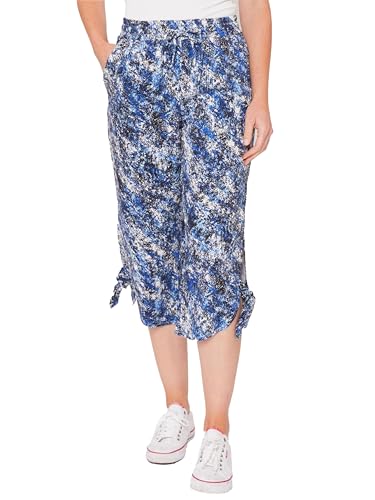 Women's Elastic Waist Capri Side Keyhole With Tie Hem