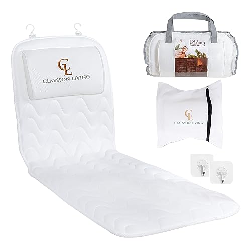 Badewannenkissen Ganzkörper Badekissen (125x43cm) - Badewannenmatte mit Kopfstütze unterstützt...