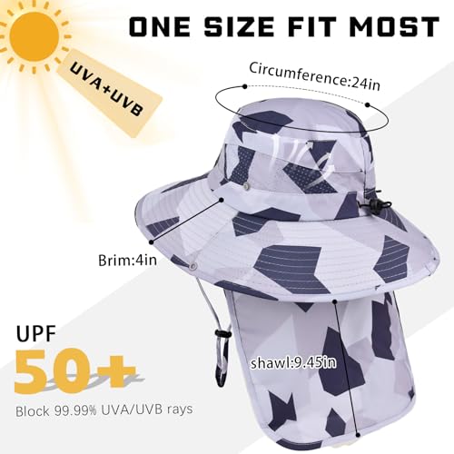 Image of Sun Hats for Men Women, UPF50+ Protection Safari Hat,Wide Brim Fishing Hat with Neck Flap,Bucket Hats for Beach Hiking