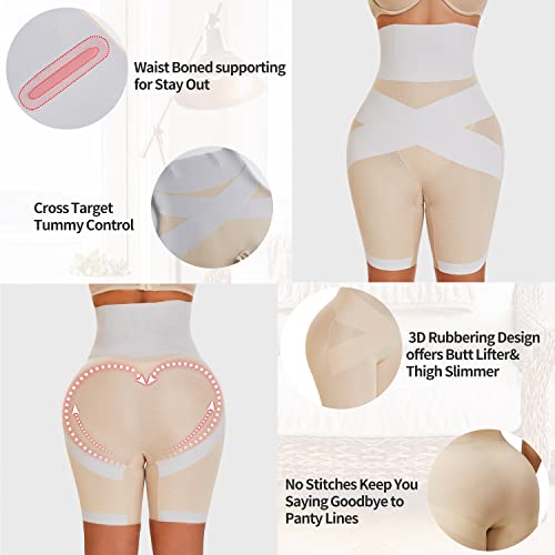 Movwin Shapewear For Women Tummy Control High Waisted Seamless Body Shaper Thigh Slimming Short Underwear Beige #TOP3