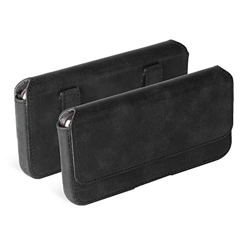 Krusell Funda para teléfonos móviles con cinturón de Cuero de Bucle - Sunne tamaño M - Carcasa con Clip de cinturón Negro Cover en Cuero...