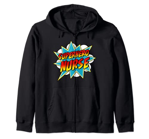 Superhero Nurse | Enfermera Superpoder Retro Comic Sudadera con Capucha