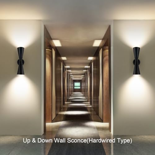 Image of Wall Sconce Bathroom Sconces Lighting, 13 inch Black Modern Sconces Up Down Lights Wall Decor Indoor Wall Light Fixtures for Living Room Hallway Staircase Bedroom Hardwired