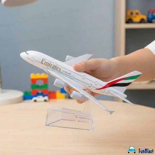 Image of FunBlast Diecast Aeroplane Scale Model - Airplane Miniature Model Only for Display, Size -14 Cm (A380-Emirates)