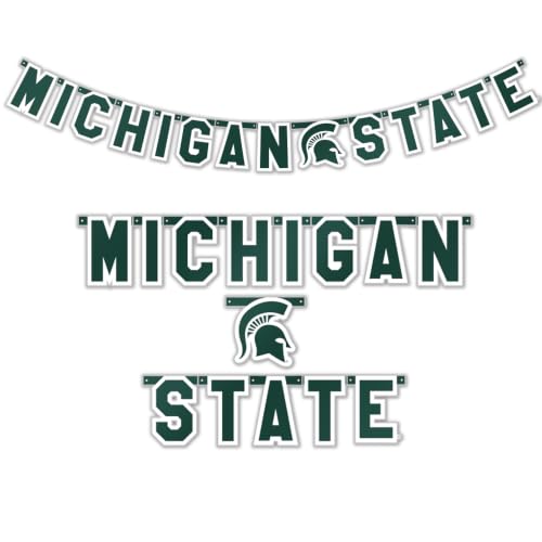 Desert Cactus Michigan State MSU Spartans Party Banner Cardstock (A) | Officially Licensed Michigan State University Bunting Party Decorations Supplies Game Day Tailgate Graduation Bed Party