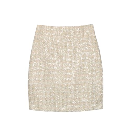Falda corta de lentejuelas brillante con cintura elástica cómoda