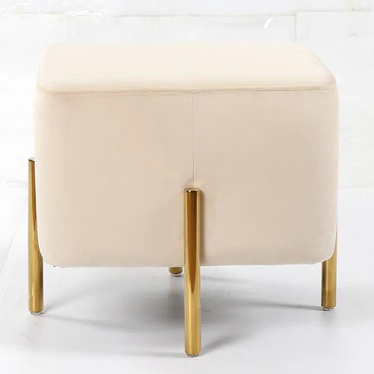Wooden Twist Luxury Velvet Square Foot Stool Ottoman Pouf Plush and Stylish Home Decor Accent Adds a Stylish Accent to Any Room in Your Home Its Plush Texture and Timeless Charm (Beige)-image-31