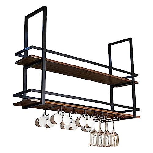 Étagère de rangement industrielle de plafond pour bar convivial et salon rustique chaleureux