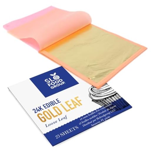 Slofoodgroup - 24 Karat Edible Gold Leaf Loose Sheets - 25 Sheets Gold Leaf Per Book - Gold Leaf Sheet Size 3.15in x 3.15in Loose Leaf Sheets - Edible Decoration, Crafting, Art and More